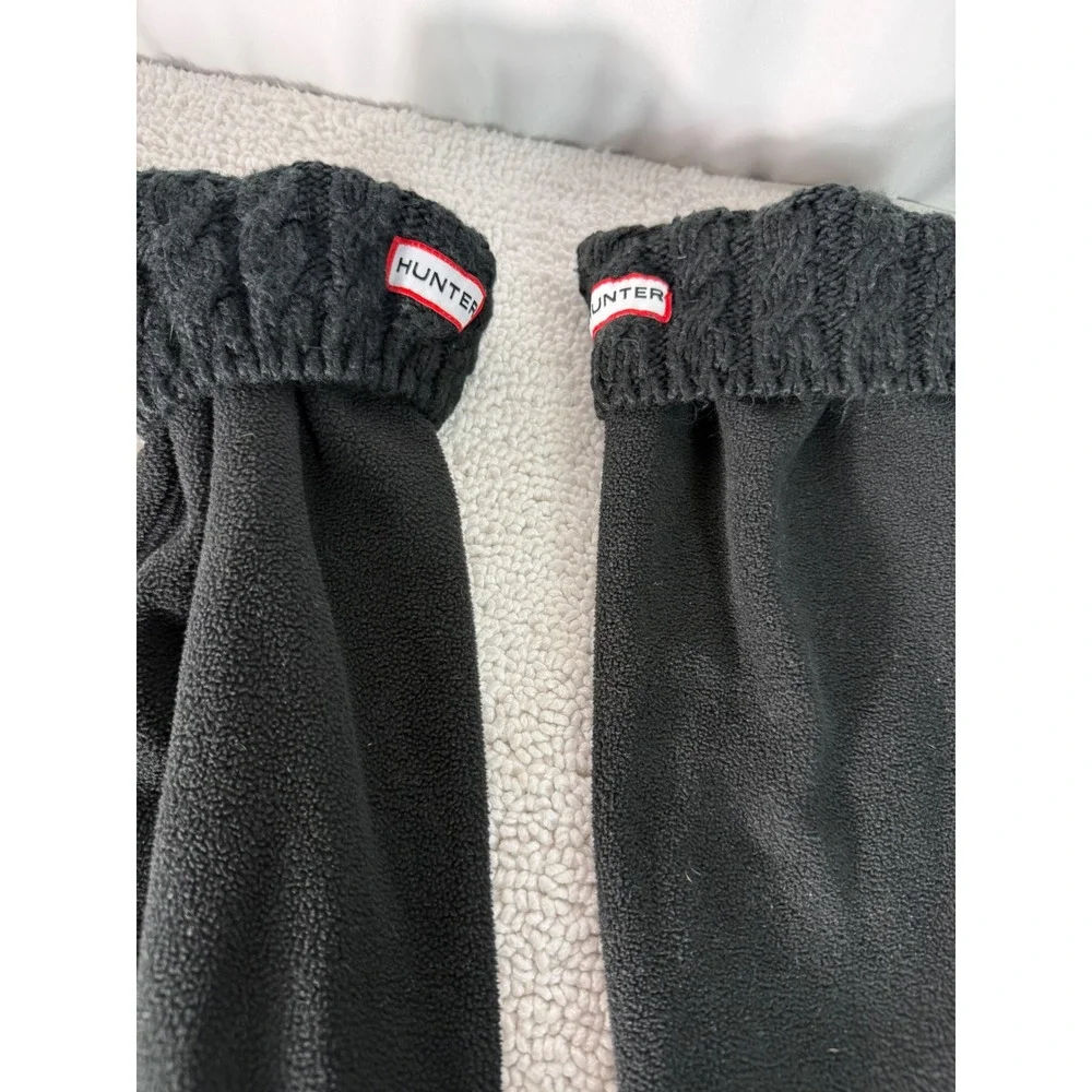 Hunter Black Cable Knit Cuff Fleece‎ Boot Socks Liners Tall Women's